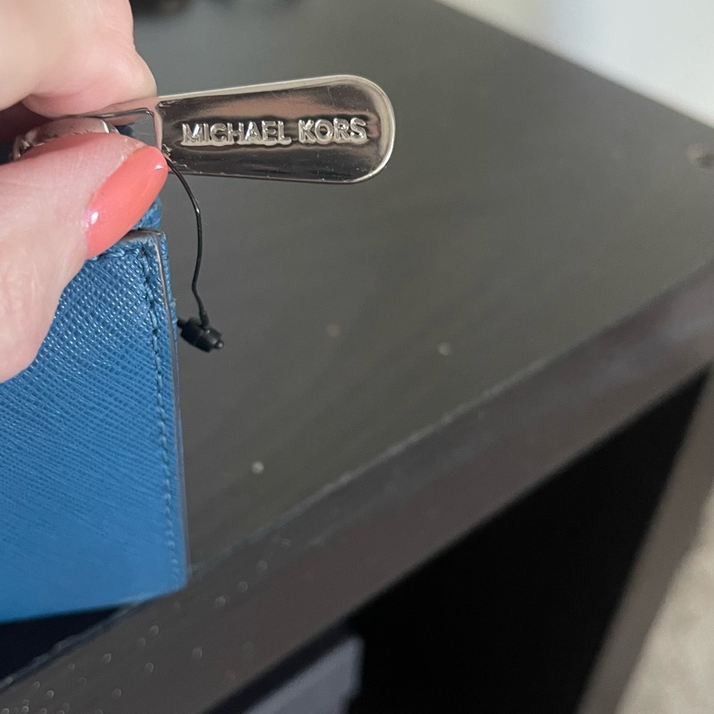 Michael Kors -Blue Leather Wallet large capacity will hold a phone! - Picture 7 of 13